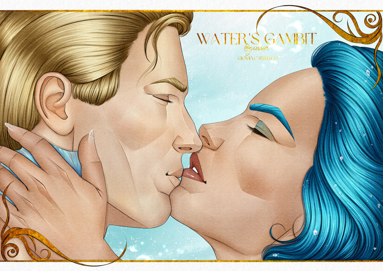 Cal and Naya from the book Water's Gambit by @sarah.adina.author 2024